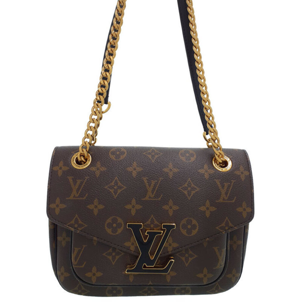 Louis Vuitton Monogram Leather Brown Passy Chain Shoulder Bag